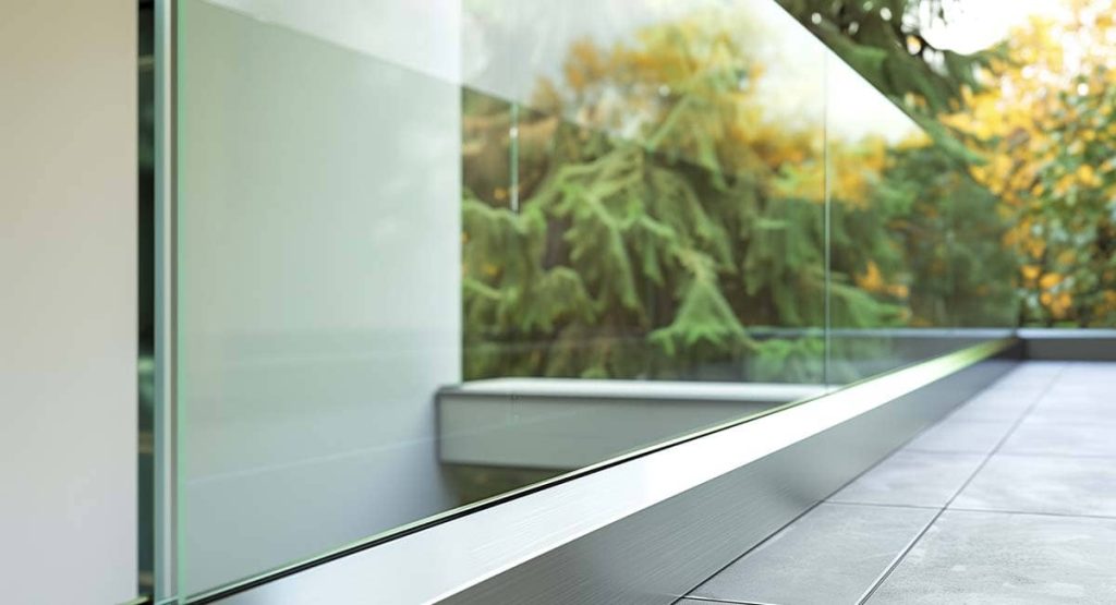 Garde-corps vitré moderne sur terrasse extérieure
